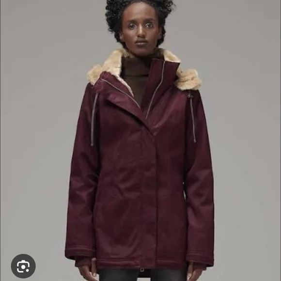 Hemp Hoodlamb HempworksThe Classic Winter Coat Hood Burgundy Small Vegan